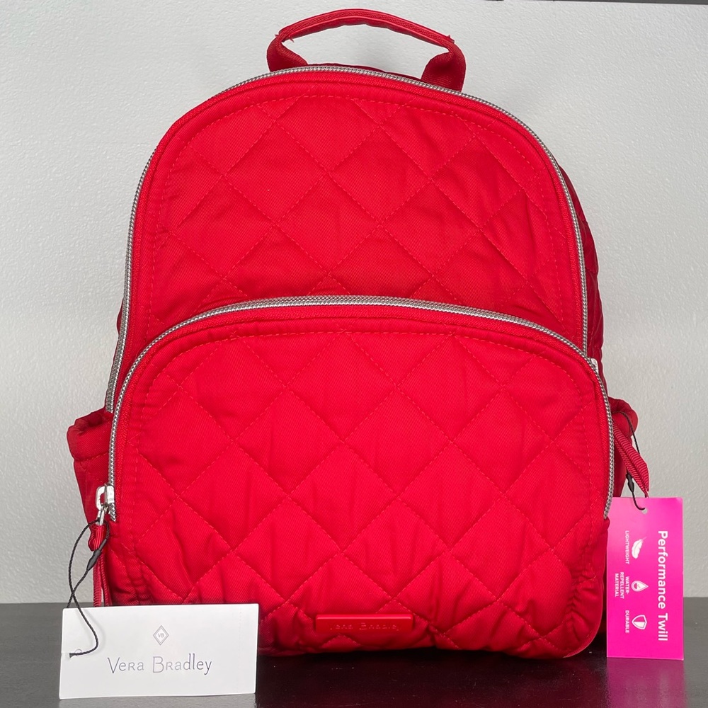 Vera Bradley Small Backpack in Performance Twill Cardinal Red